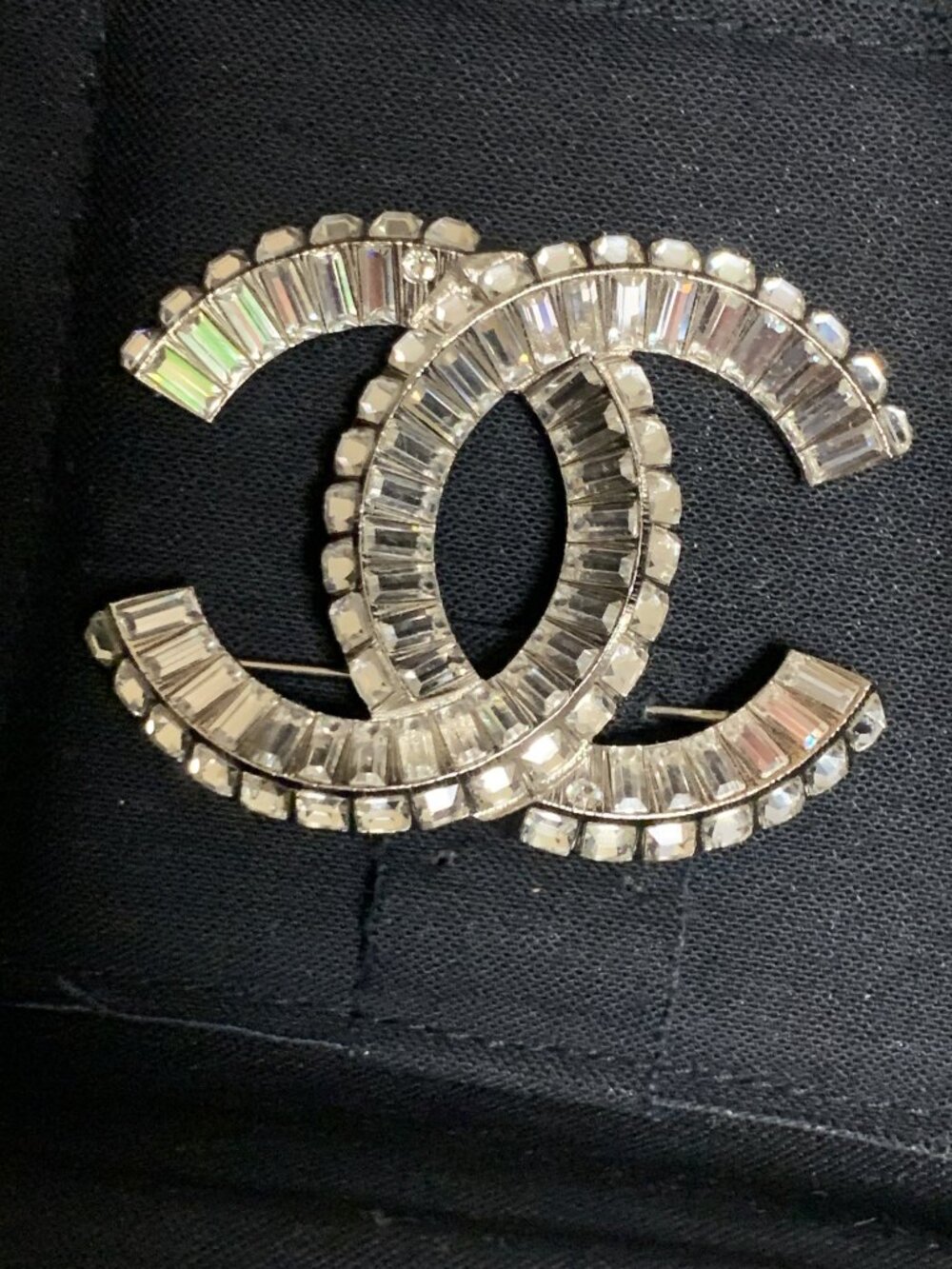 CHANEL Baguette Crystal CC Brooch